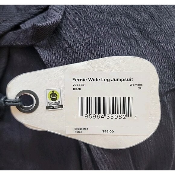 Prana Fernie Wide Leg Jumpsuit Black Modal Beach Flowy Womens Size X‎ Large NWT - Picture 5 of 5